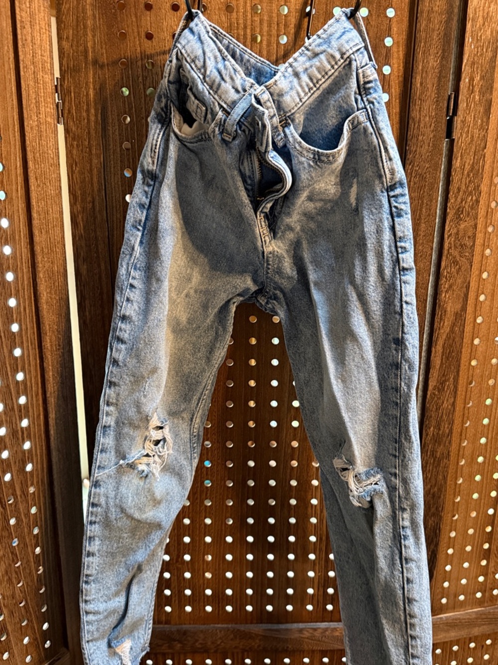 GAP Light Blue Distressed Kids Mom Jeans